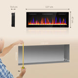 HOMCOM 50" Ultra-Slim Electric Fireplace, Wall Mounted and Recessed, 900W/1800W