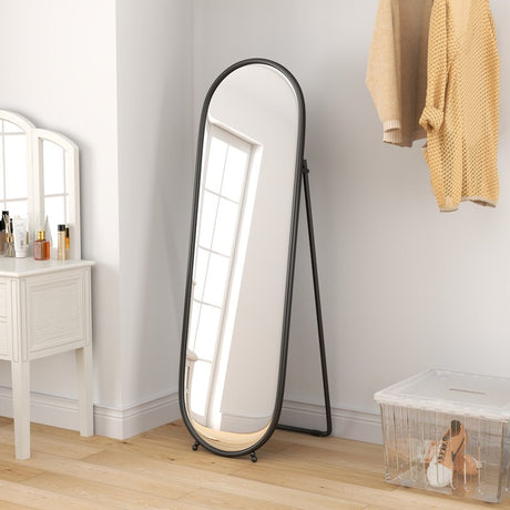 HOMCOM Two-Way Curved Full Length Mirror - Black