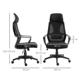 Vinsetto Ergonomic Office Chair, High Back Computer Chair, Mesh Desk Chair with Lumbar Support, Headrest, Wheel, Adjustable Height, Black