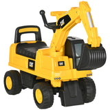 HOMCOM CAT Licensed Kids Ride on Digger Toddler Pretend Construction Play Toy Foot-To-Floor Ride-On Toy w/ Manual Shovel, Horn, Hidden Storage, for Ages 1-3 Years
