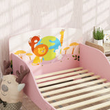 AIYAPLAY Cute Animal-Themed Toddler Bed w/ Safety Rails, 143 x 77 x 60cm