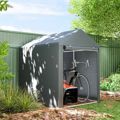 Outsunny 179 x 120cm Temporary Garden Shed, with Accessories - Dark Grey