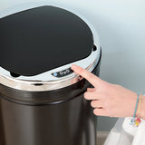 HOMCOM 50L Sensor Bin with Quiet Soft-Close Lid, Automatic Touchless Motion Sensor Rubbish Bin with Fingerprint Resistant, Stainless Steel for Hygienic Kitchen, Home Office Use, Black