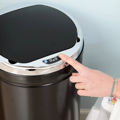 HOMCOM 50L Sensor Bin with Quiet Soft-Close Lid, Automatic Touchless Motion Sensor Rubbish Bin with Fingerprint Resistant, Stainless Steel for Hygienic Kitchen, Home Office Use, Black