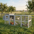 PawHut Large Chicken Coop, Wooden Hen House with Covered Run, Nesting Box, Pull-Out Tray, Opening Asphalt Roof