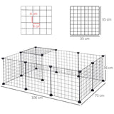 PawHut DIY Pet Playpen Metal Wire Fence 12 Panel Enclosure Indoor Outdoor Guinea Pig Rabbit Small Animals Cage Black