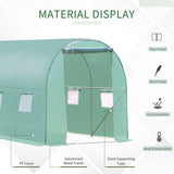 Outsunny Walk-in Polytunnel Greenhouse, Outdoor Garden Tunnel Greenhouse Tent with Zipped Roll-Up Door and 6 Mesh Windows, 3 x 2M