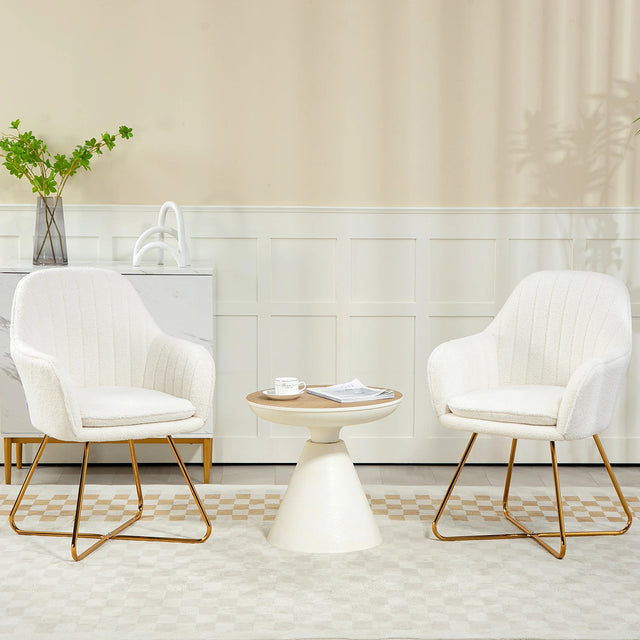 HOMCOM Set of Two Sherpa Fleece Dining Chairs - Cream