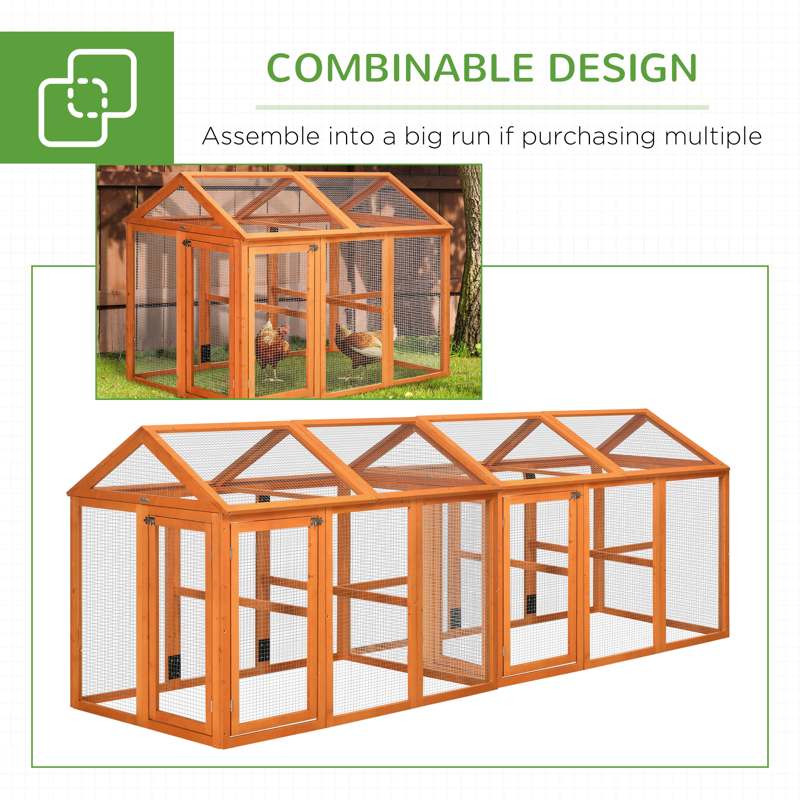 PawHut Large Chicken Run, Wooden Chicken coop, with Combinable Design - Wood Effect