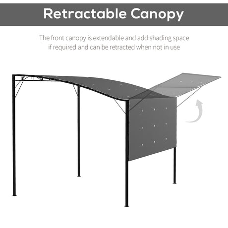 Outsunny 3 x 2.5 Patio Metal Gazebo Metal Frame Pergola with Extendable Canopy for Family Outdoor Shelter, Charcoal Grey