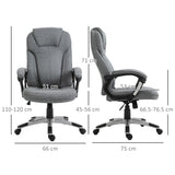 Vinsetto Office Chair, Linen Fabric Desk Chair, Height Adjustable Computer Chair with Padded Armrests, Swivel Wheels and Tilt Function, Grey