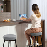 HOMCOM Set of Two Faux Leather Bar Stools - Grey/Black