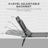 Outsunny Outdoor Folding Sun Lounger Set of 2 with Face Hole, 4 Level Adjustable Backrest Reclining Garden Lounger, Garden Recliner Sunbed with 600 D Oxford Cloth Seat and Pillow for Beach, Dark Grey