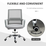 Vinsetto Ergonomic Desk Chair Mesh Office Chair with Adjustable Height Armrest and 360 Swivel Castor Wheels Grey