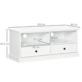 HOMCOM Modern TV Unit Cabinet for TVs up to 45 Inches, TV Stand with Drawers, Open Shelves, Cable Holes for Living Room, White