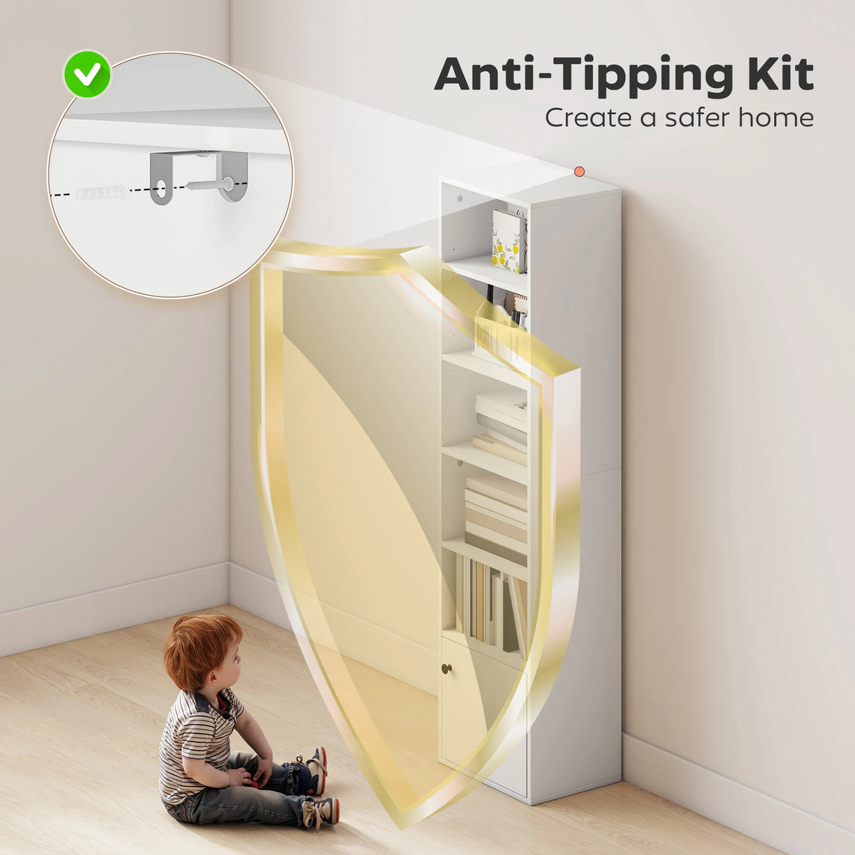 HOMCOM 6-Tier 156 cm Tall Bookcase - White