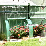 Outsunny Mini Greenhouse, Small Polytunnel Green House with Zipped Doors, Steel Frame for Garden Backyard, 395 x 100 x 80cm, Green