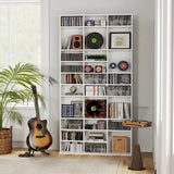 HOMCOM CD Storage Unit with Adjustable Shelves, 102 x 195 cm, Marble Effect