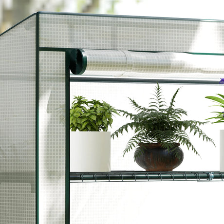 Outsunny Four-Tier Mini Greenhouse - Green/White