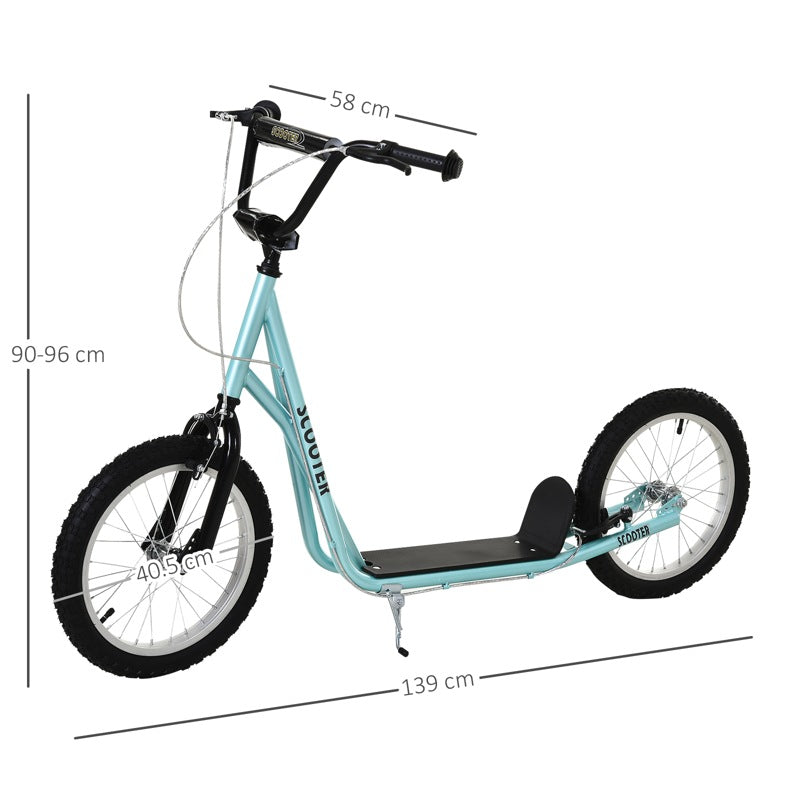 HOMCOM Kick Scooters for Kids with Adjustable Height, Anti-Slip Deck, Dual Brakes, Rubber Tyres, for Boys and Girls Aged 5+ Years Old - Blue