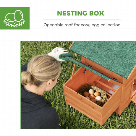 PawHut Chicken Coop, Wooden Hen House with Nesting Box, Pull-Out Tray, Sliding Window, Waterproof Roof, Perches and Ramp