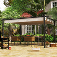 Outsunny 4 x 3(m) Aluminium Pergola with Retractable Roof, Garden Gazebo Canopy Shelter for Outdoor, Patio, Cream White