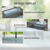 Outsunny Two-Seat Rattan Chair, with Middle Table - Charcoal Grey