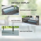 Outsunny Two-Seat Rattan Chair, with Middle Table - Charcoal Grey