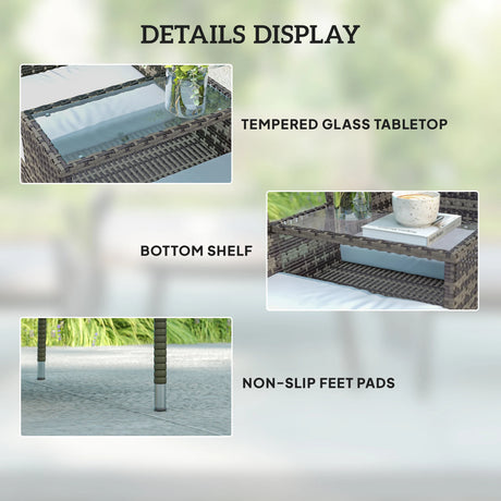 Outsunny Two-Seat Rattan Chair, with Middle Table - Charcoal Grey