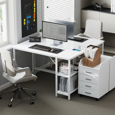 HOMCOM Computer Desk, with Power Sockets - White