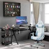 HOMCOM RGB 120 x 66cm Gaming Desk, Computer Table with Carbon Fibre Surface, Headphone Hook, Cup Holder, Controller Rack, Home Office Desk, Black