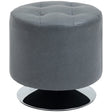 HOMCOM 360° Swivel Foot Stool Round PU Ottoman with Thick Sponge Padding and Solid Steel Base, Grey