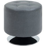 HOMCOM 360° Swivel Foot Stool Round PU Ottoman with Thick Sponge Padding and Solid Steel Base, Grey