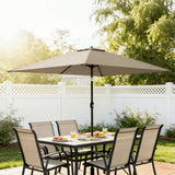 Outsunny Garden Parasol, Parasol Umbrella with Crank Handle, Tilt Function, Polyester Canopy, Khaki