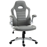 Vinsetto Computer Gaming Chair, Office Desk Swivel Chair, PU Leather Racing Chair with 90 Flip-up Armrest, Adjustable Height and Rolling Wheels, Grey