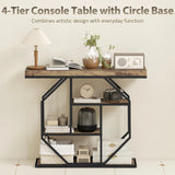 HOMCOM 4-Tier Industrial Console Table - Rustic Brown