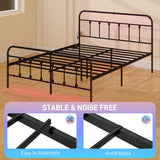 HOMCOM Double Bed Frame with LED Lights and Charging Station, Metal Platform Bed Frame with Under Bed Storage, Black
