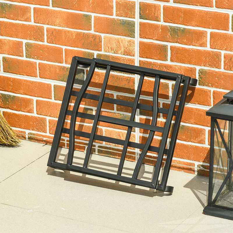 Outsunny Metal Firewood Log Holder Indoor Outdoor Folding Firewood Rack Fireplace Wood Storage Shelf w/ Scrolls, Rust-Resistant, Black, 48L x 34W x 37Hcm