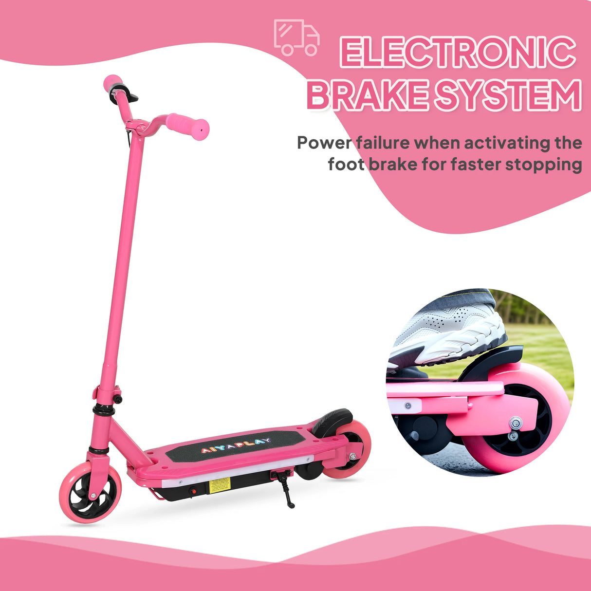 AIYAPLAY Electric Scooter for Kids 6-14 Years, with Colourful Lights, Pink