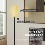 HOMCOM Floor Lamp for Living Room, 3D Printed Modern Standing Lamp with Flowing Curved Shade & Foot Switch, Minimalist Tall Pole Lampshade for Bedroom, Office, E27 Holder without Bulb (25W Max), White