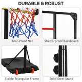 SPORTNOW Height Adjustable Basketball Hoop and Stand with Firm Backboard and Weighted Base, Portable on Wheels, Red