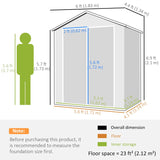 Outsunny 6'x4.5' Garden Storage Shed, Lockable Garden Shed with Double Doors, Window, Vent and Plastic Roof, Grey