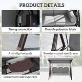 Outsunny 3 Seater Canopy Swing Chair, Outdoor Garden Swing Seat with Adjustable Canopy, Cushions and Cup Trays, Steel Frame, Light Grey