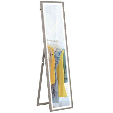 HOMCOM Full Length Mirror, with Adjustable Outer Light, Grey