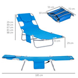 Outsunny Foldable Sun Lounger with Reading Hole - Blue