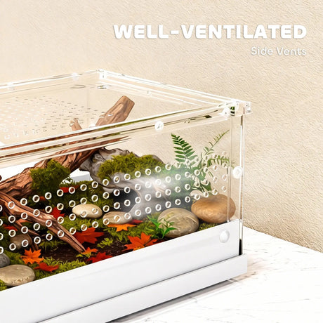PawHut Acrylic Reptile Terrarium with Top Sliding Door, Vents,  for Snake, Frog, Spider, Gecko, Tarantula, 30 x 20 x 15 cm