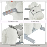 HOMCOM Kids Plush Ride-On Rocking Horse Toy Rocker with Plush Toy Realistic Sounds for Child 18-36 Months White