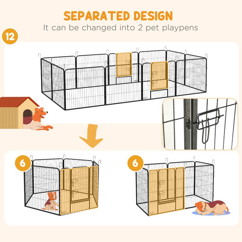 PawHut 12 Panels Heavy Duty Puppy Playpen, for Small Dogs, Indoor and Outdoor Use - Silver