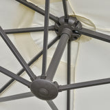 Outsunny 4.6M Sun Umbrella Canopy Double-sided Crank Sun Shade w/ Cross Base Off White