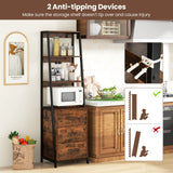 Multifunctional Tall Bookcase with Open Shelves and Storage Drawers-Rustic Brown